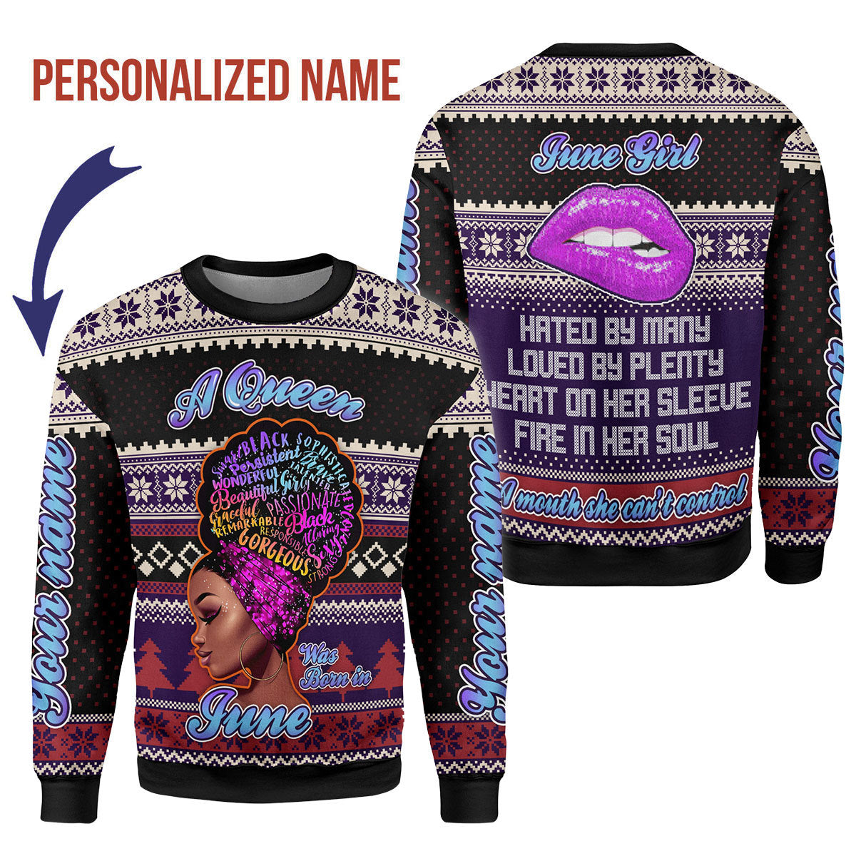 CustomsPig Personalized Tops A Queen Was Born In June All Over Printed