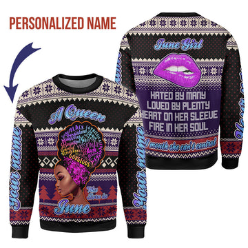CustomsPig Personalized Tops A Queen Was Born In June All Over Printed