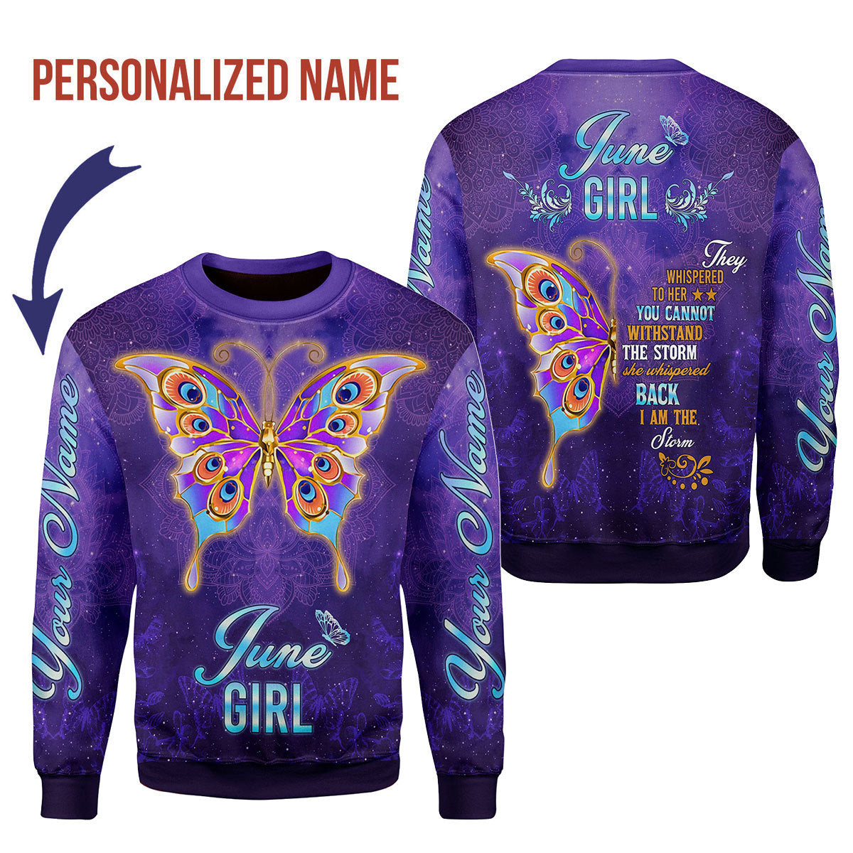 CustomsPig Personalized Ugly Sweater June Girl All Over Printed