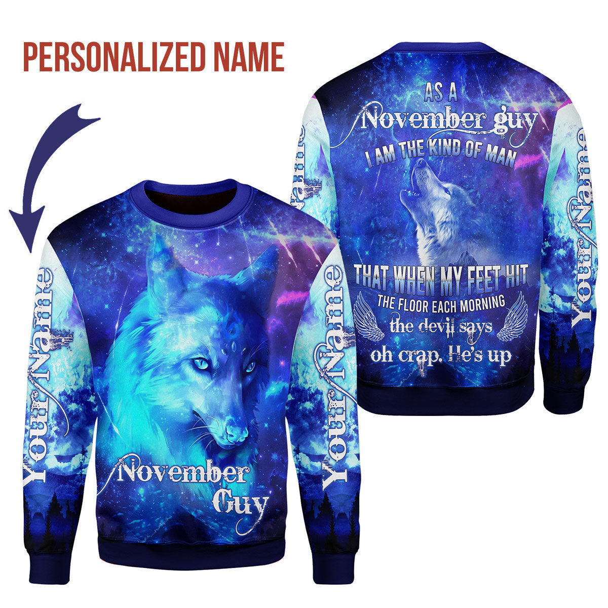 CustomsPig Personalized Ugly Sweater November Guy All Over Printed