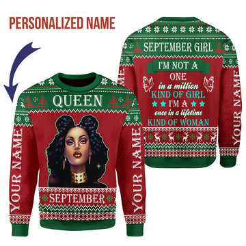 CustomsPig Personalized Ugly Sweater September Girl All Over Printed