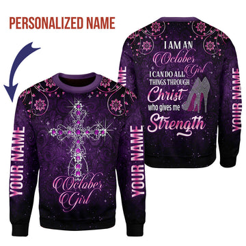 CustomsPig Personalized Tops I Am An October Girl All Over Printed