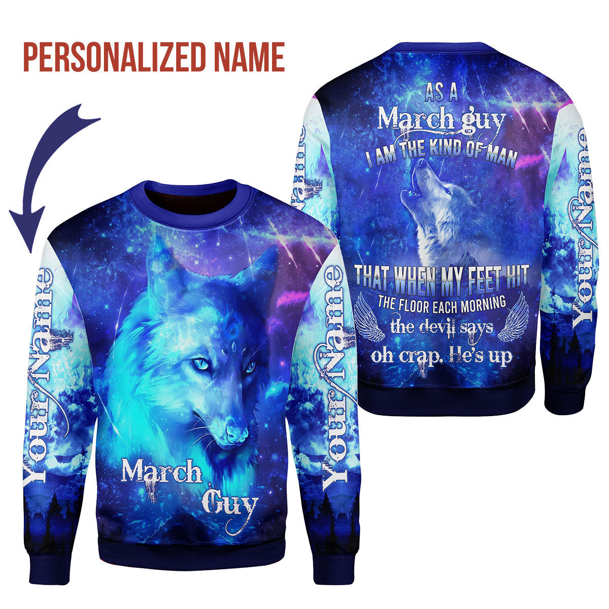 CustomsPig Personalized Ugly Sweater March Guy All Over Printed
