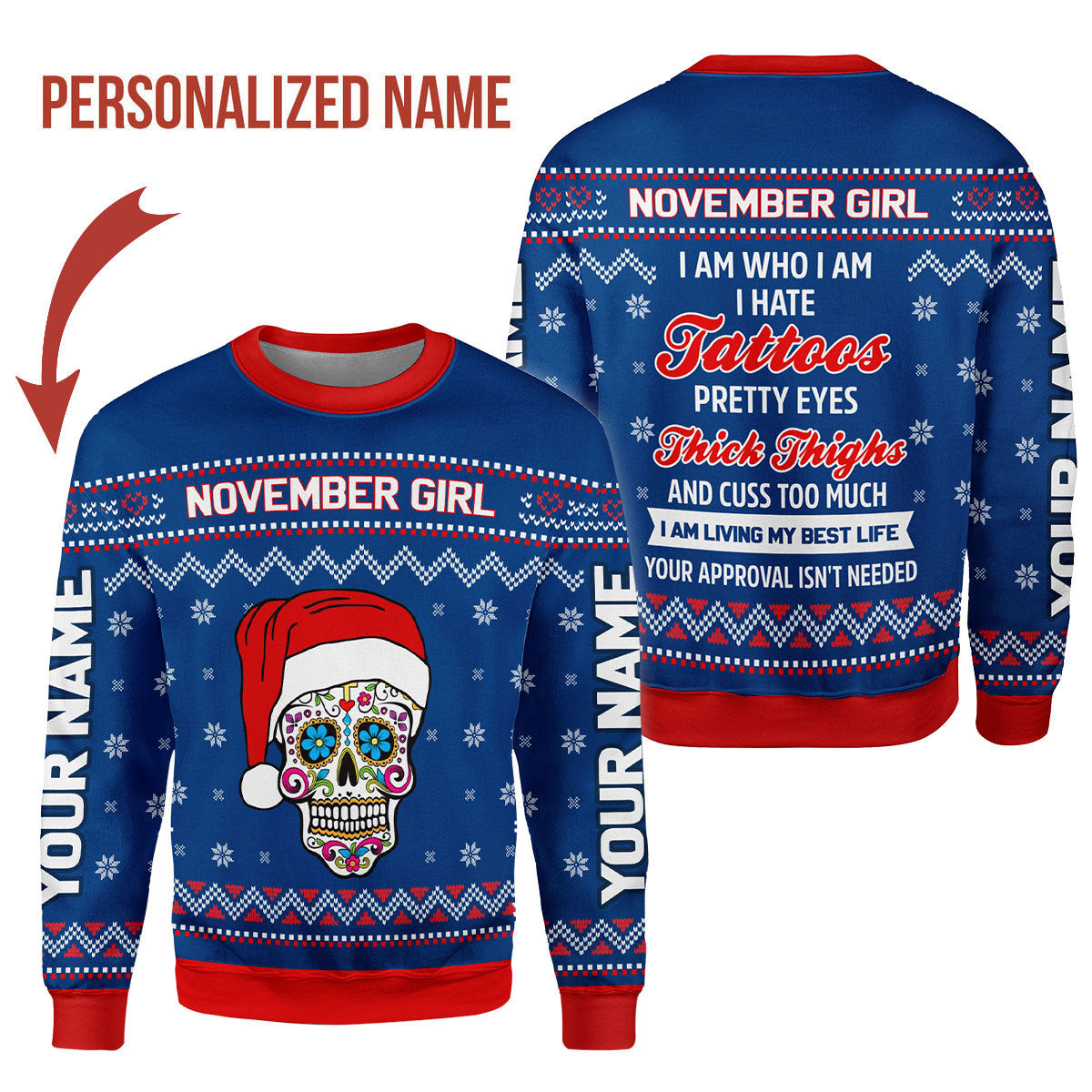 CustomsPig Personalized Tops November Girl All Over Printed