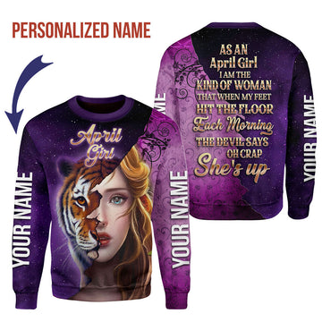 CustomsPig Personalized Ugly Sweater As An April Girl All Over Printed