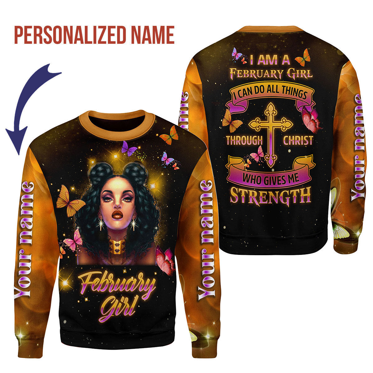 CustomsPig Personalized Ugly Sweater I Am A February Girl All Over Printed