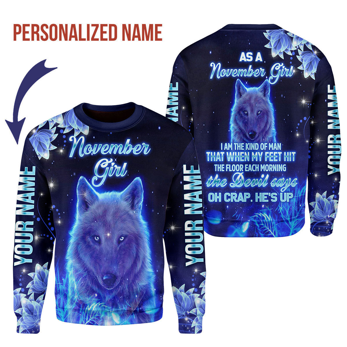 CustomsPig Personalized Ugly Sweater November Girl All Over Printed