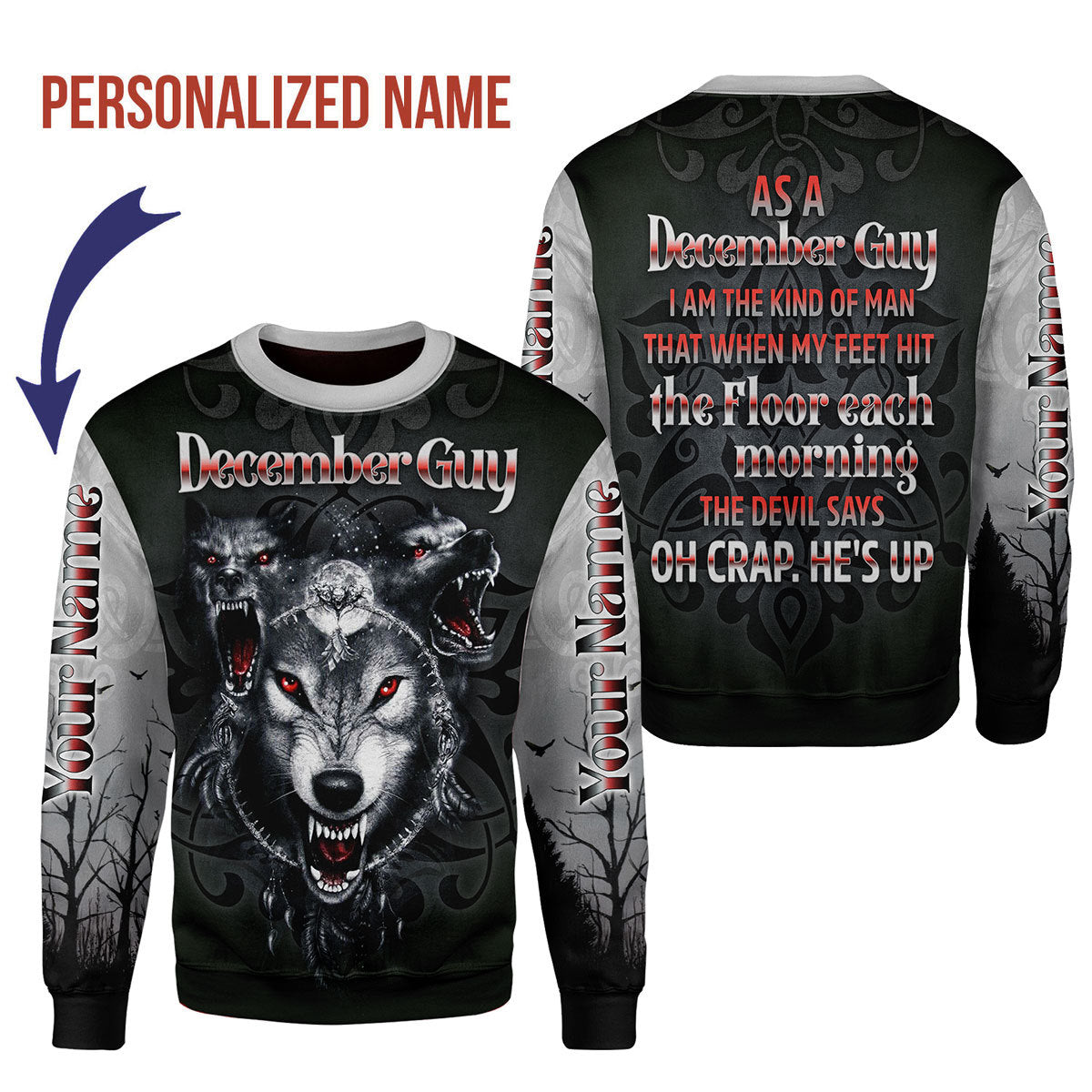 CustomsPig Personalized Ugly Sweater December Guy All Over Printed