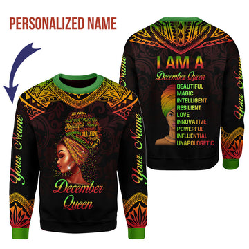 CustomsPig Personalized Ugly Sweater December Queen All Over Printed