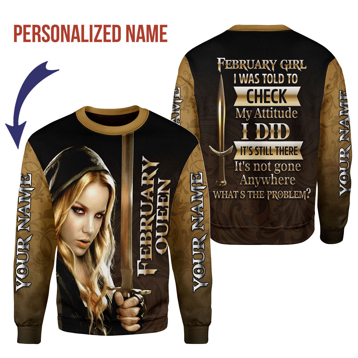 CustomsPig Personalized Ugly Sweater February Girl I'm A February Girl All Over Printed
