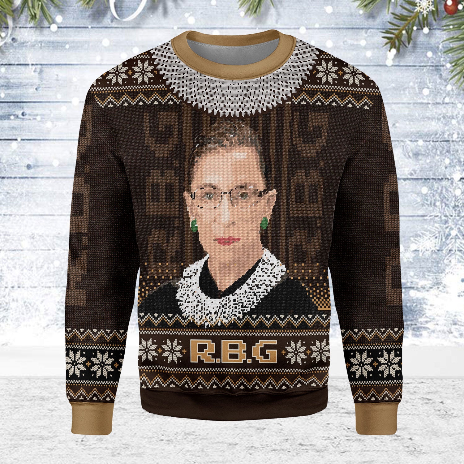 Customspig Christmas Sweater Ruth Bader Ginsburg RGB 3D Apparel