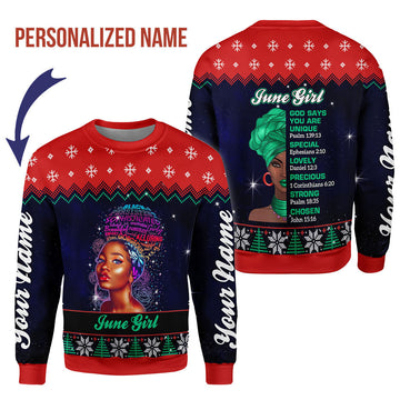 CustomsPig Personalized Ugly Sweater June Girl All Over Printed