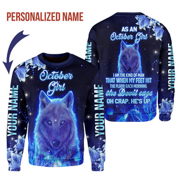 CustomsPig Personalized Ugly Sweater October Girl All Over Printed