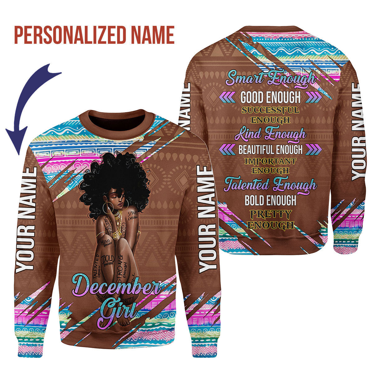 Customspig Personalized Ugly Sweater December Girl 3D Apparel