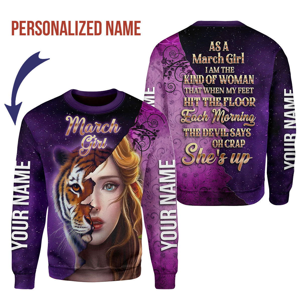 CustomsPig Personalized Tops As A March Girl All Over Printed