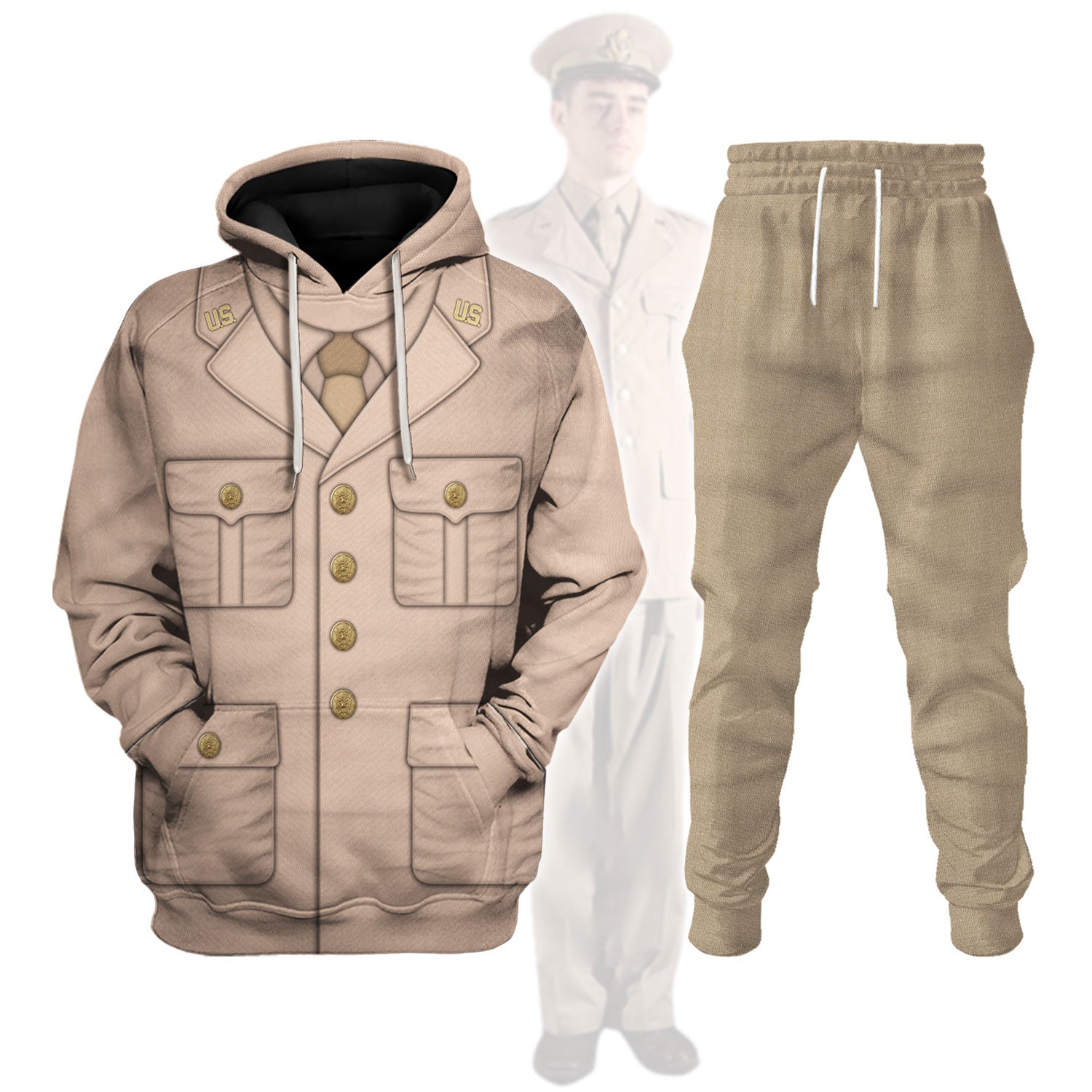 American Summer Uniform- Officer-Tan Visor Cap Hoodie Pullover Sweatshirt Tracksuit