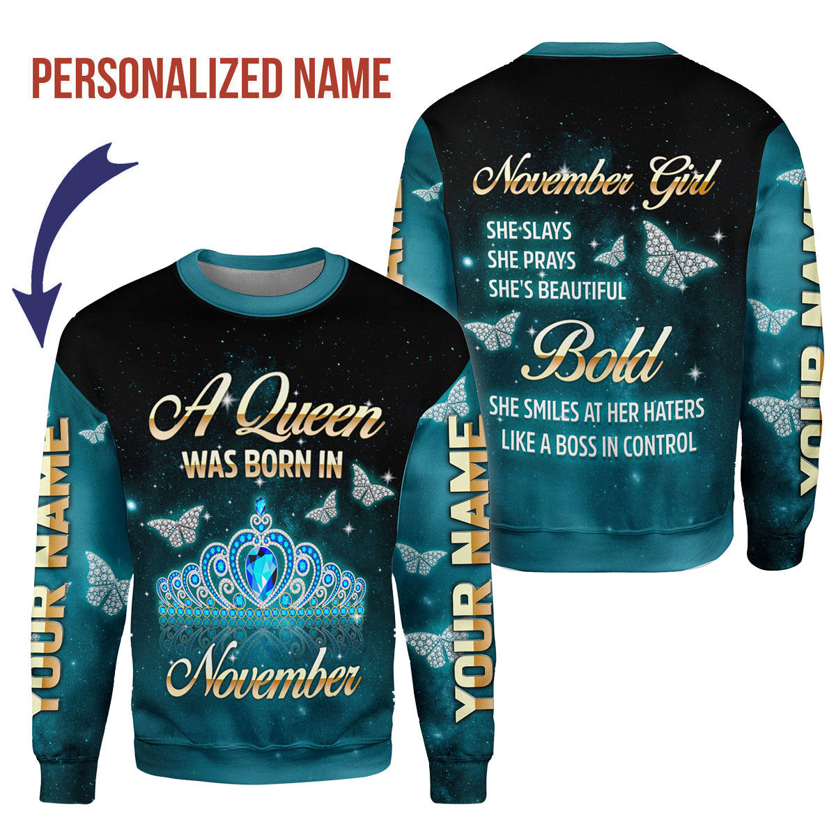 CustomsPig Personalized Tops November Girl All Over Printed
