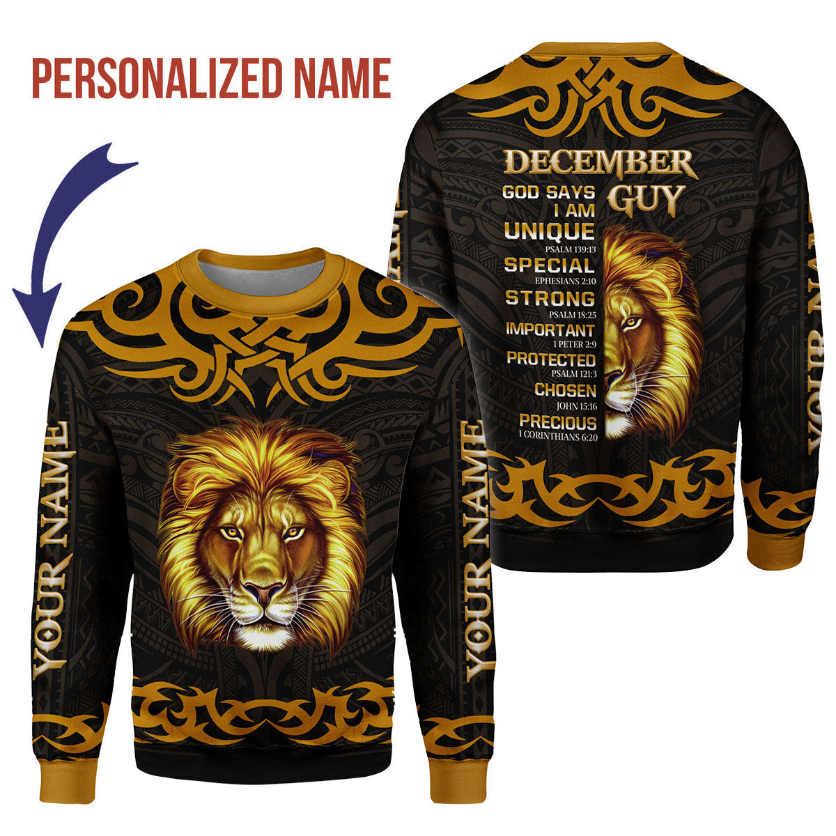 CustomsPig Personalized Ugly Sweater December King All Over Printed