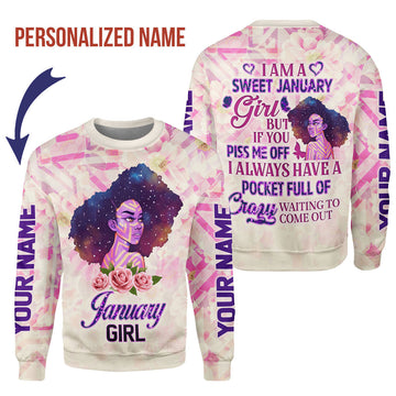 CustomsPig Personalized Ugly Sweater January Girl All Over Printed
