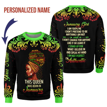CustomsPig Personalized Tops January Girl I Am 100% Me All Over Printed