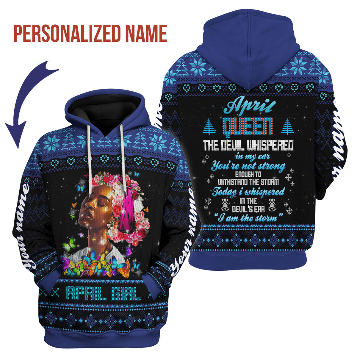 CustomsPig Personalized Hoodie April Girl I Am The Storm All Over Printed