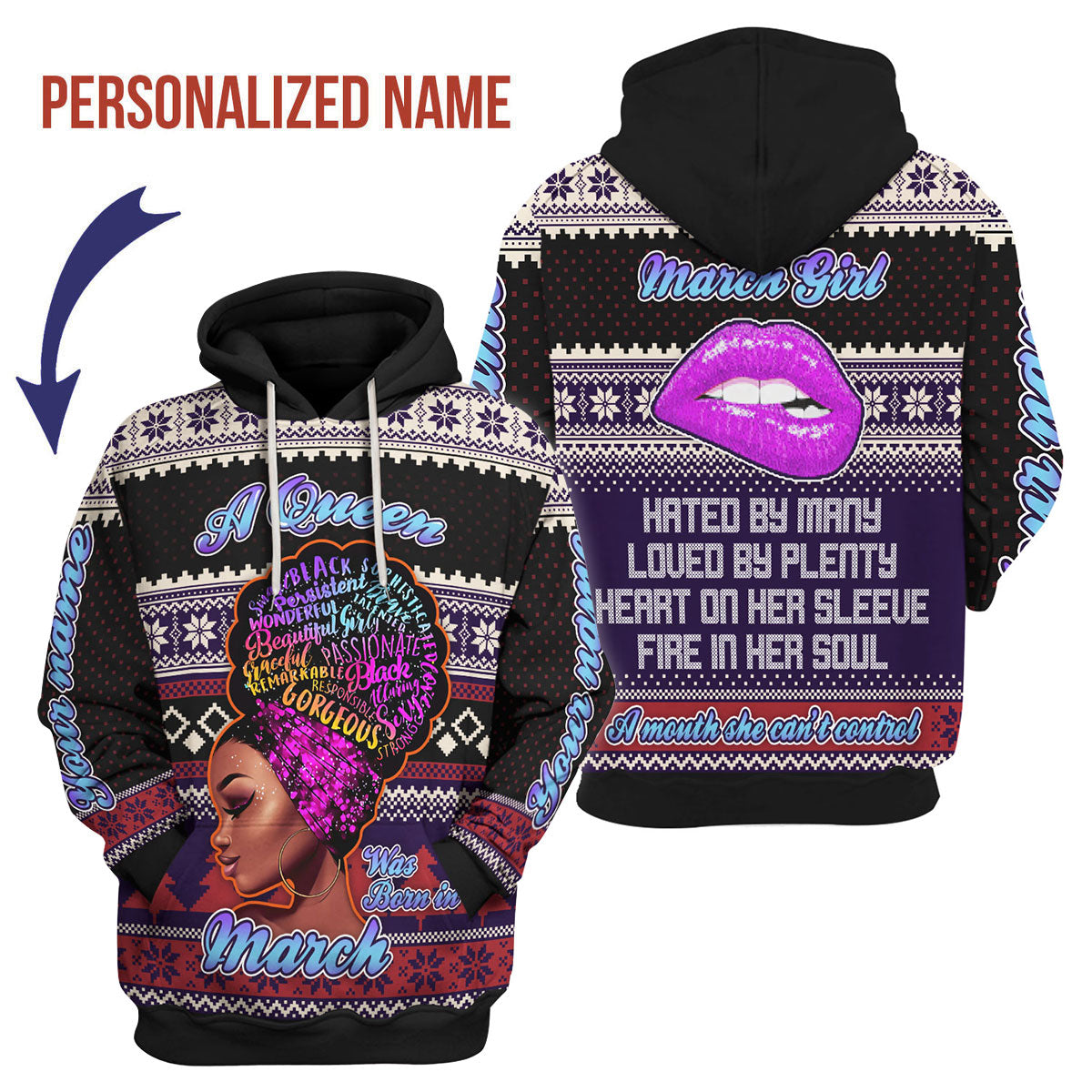 CustomsPig Personalized Hoodie March Girl All Over Printed