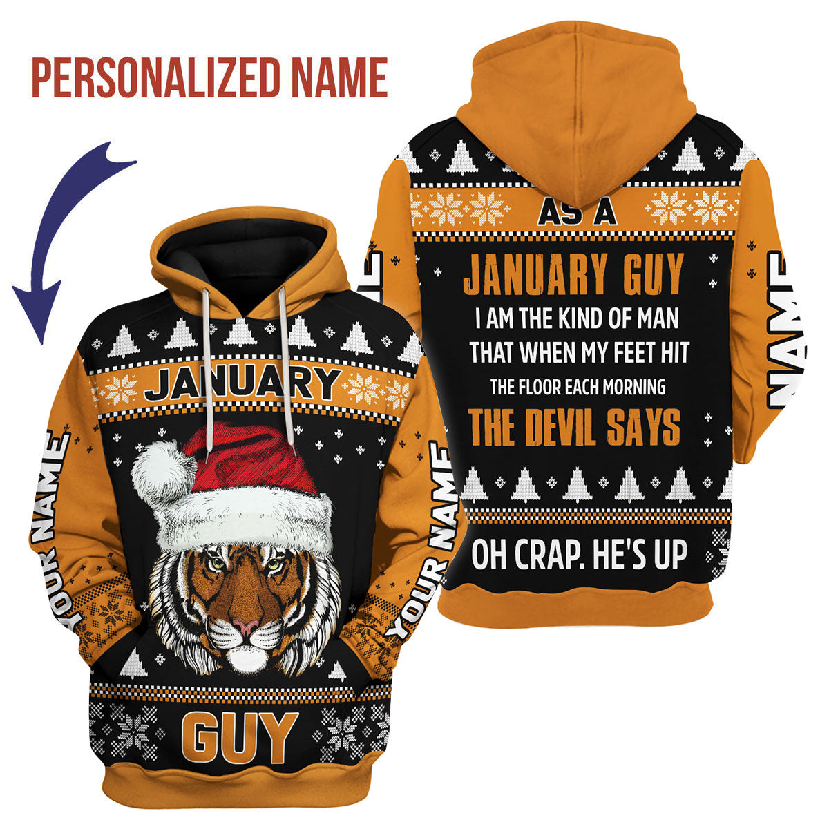 CustomsPig Personalized Hoodie January Guy That All Over Printed