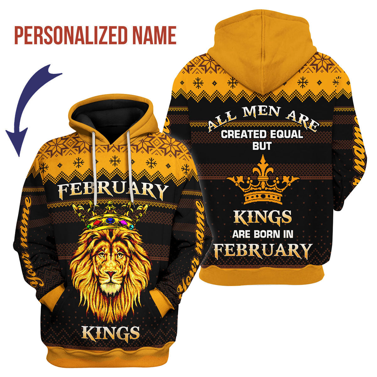 CustomsPig Personalized Hoodie February Guy All Over Printed