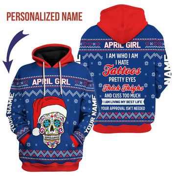CustomsPig Personalized Hoodie April Girl I Am Who I Am All Over Printed