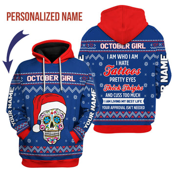 CustomsPig Personalized Hoodie October Girl I Am Who I Am All Over Printed