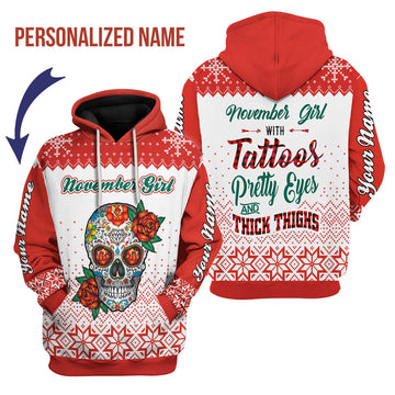 CustomsPig Personalized Hoodie November Girl All Over Printed