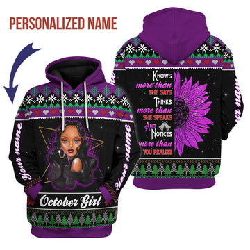 CustomsPig Personalized Hoodie October Girl All Over Printed