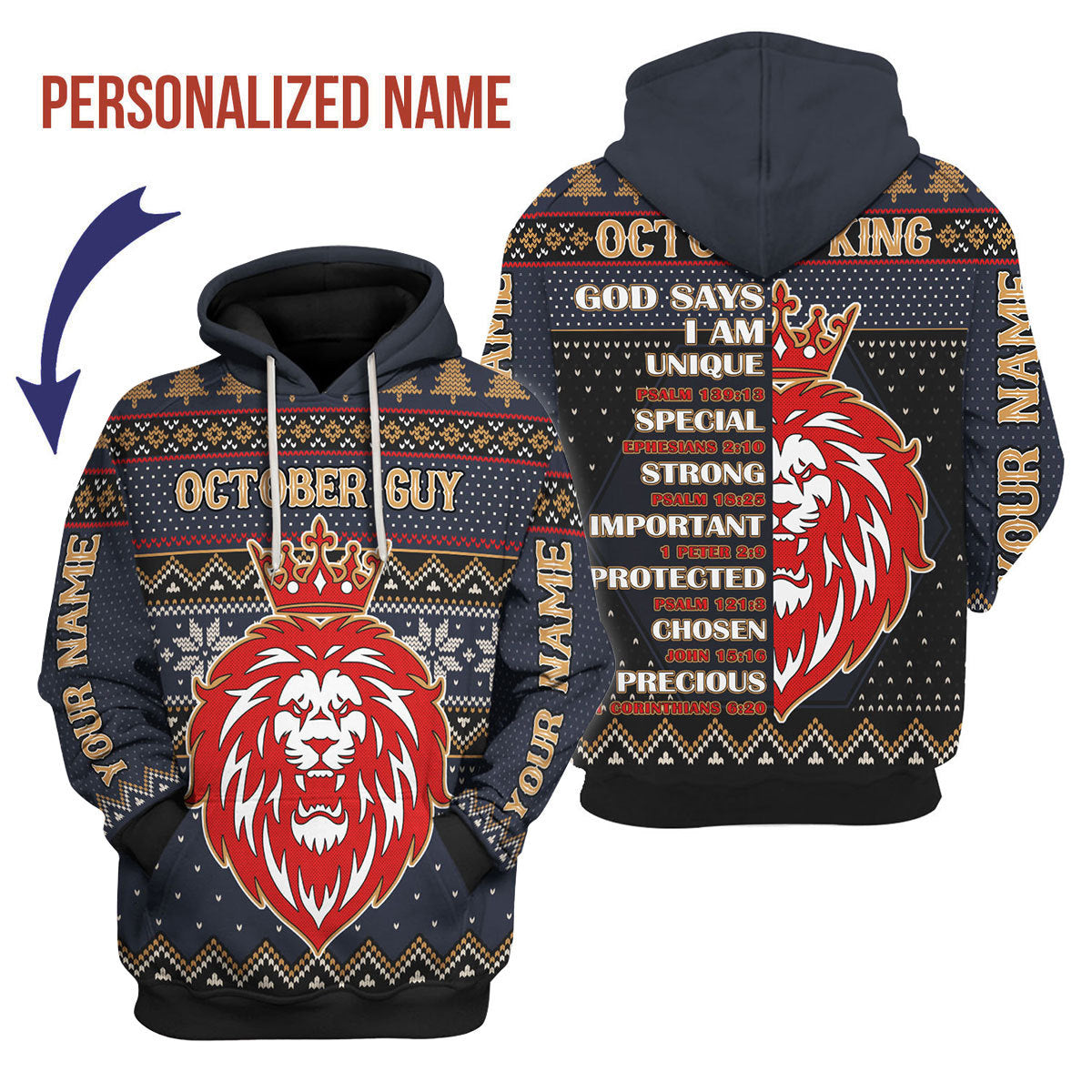 CustomsPig Personalized Hoodie October King  All Over Printed