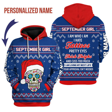CustomsPig Personalized Hoodie September Girl I Am Who I Am All Over Printed