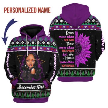 CustomsPig Personalized Hoodie December Girl All Over Printed