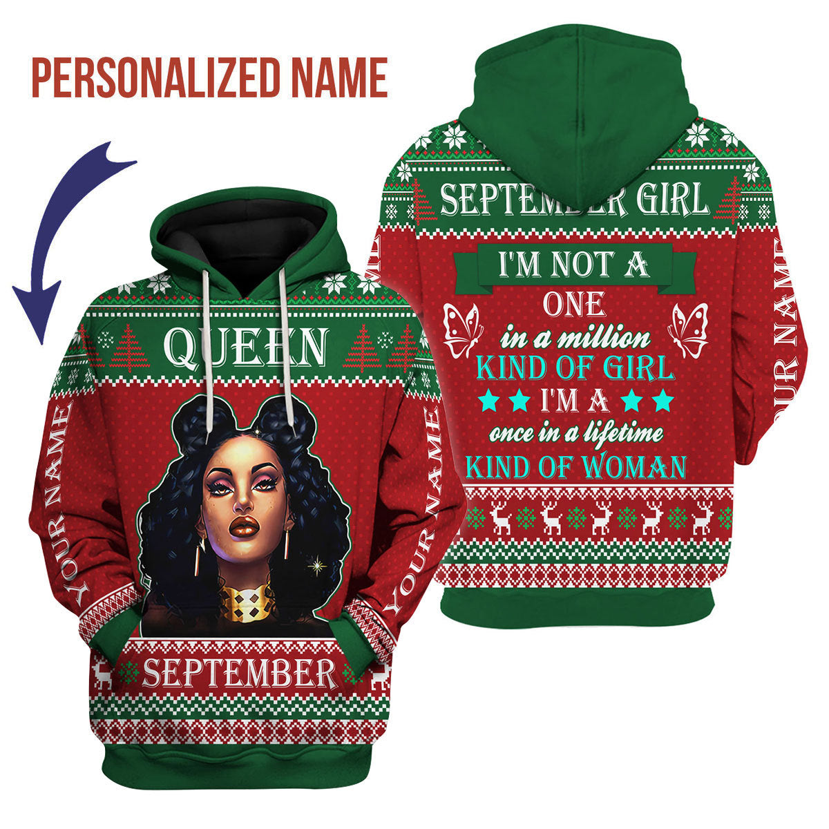 CustomsPig Personalized Hoodie September Girl All Over Printed