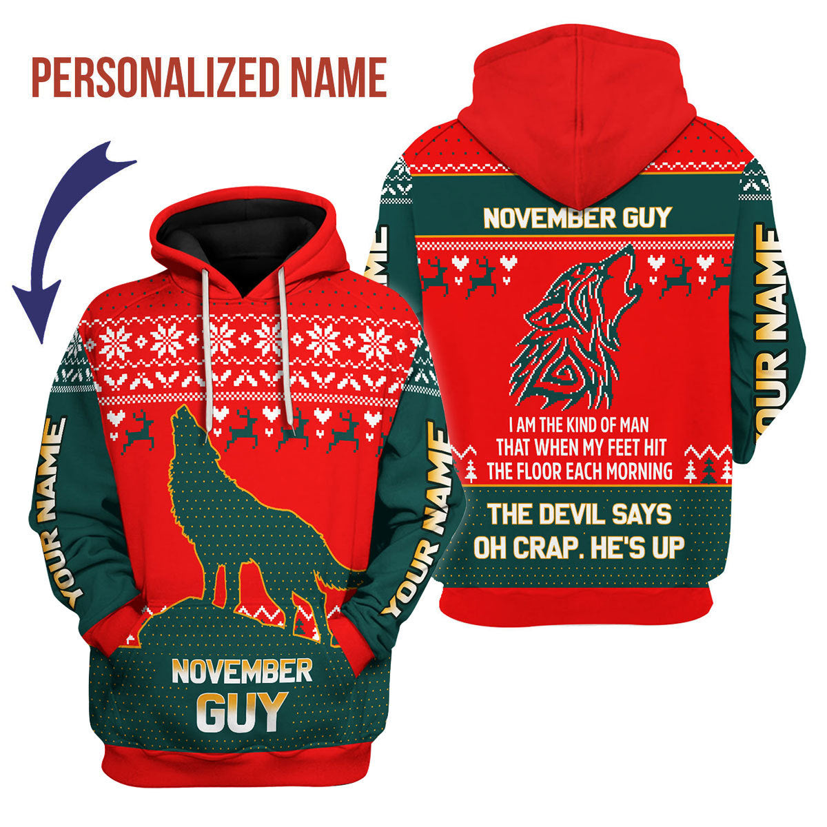 CustomsPig Personalized Hoodie November Guy All Over Printed