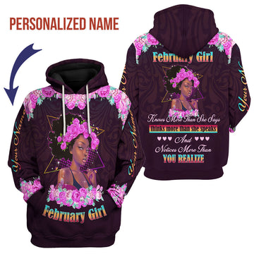 CustomsPig Personalized Hoodie February Girl All Over Printed