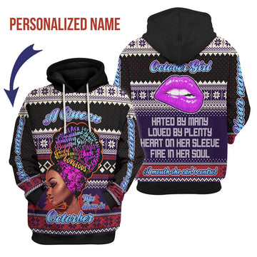 CustomsPig Personalized Hoodie A Queen Was Born In October All Over Printed