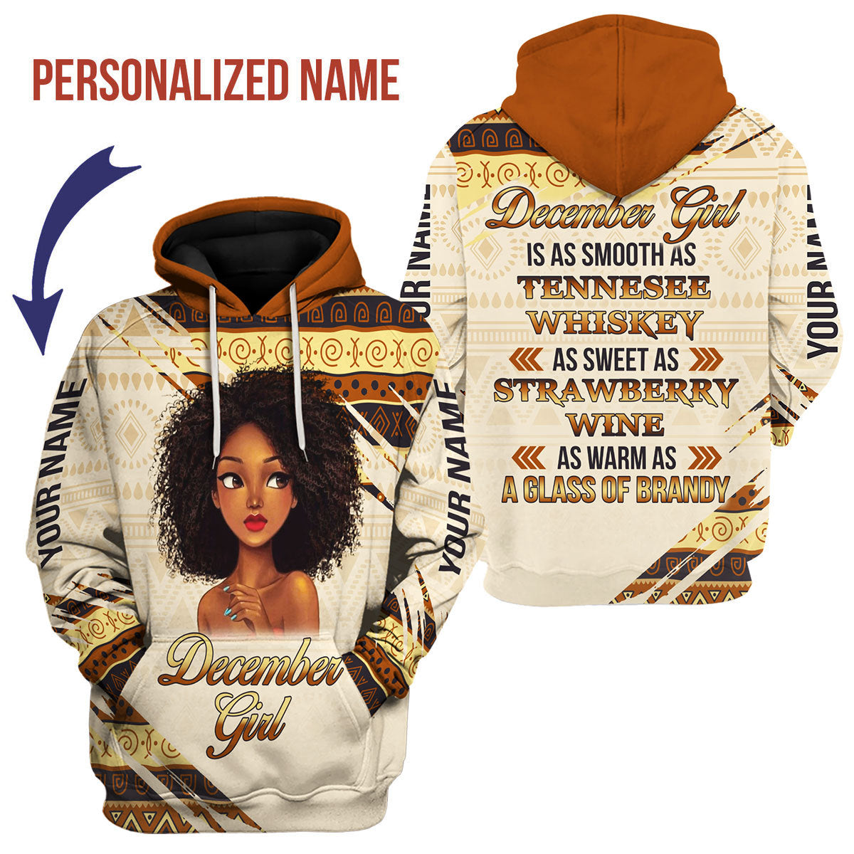CustomsPig Personalized Hoodie December Girl All Over Printed