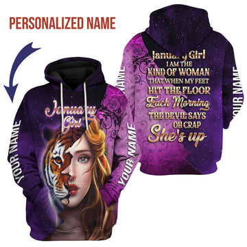 CustomsPig Personalized Hoodie As A January Girl All Over Printed