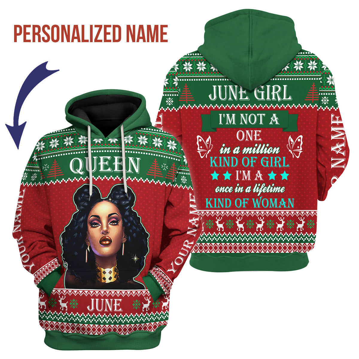 CustomsPig Personalized Hoodie June Girl All Over Printed