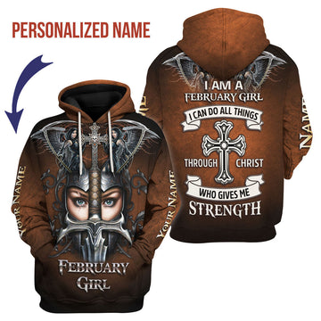 CustomsPig Personalized Hoodie February Girl All Over Printed