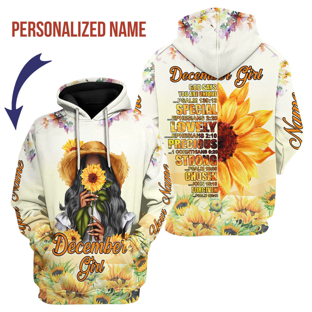 Customspig Personalized Hoodie December Girl All Over Printed