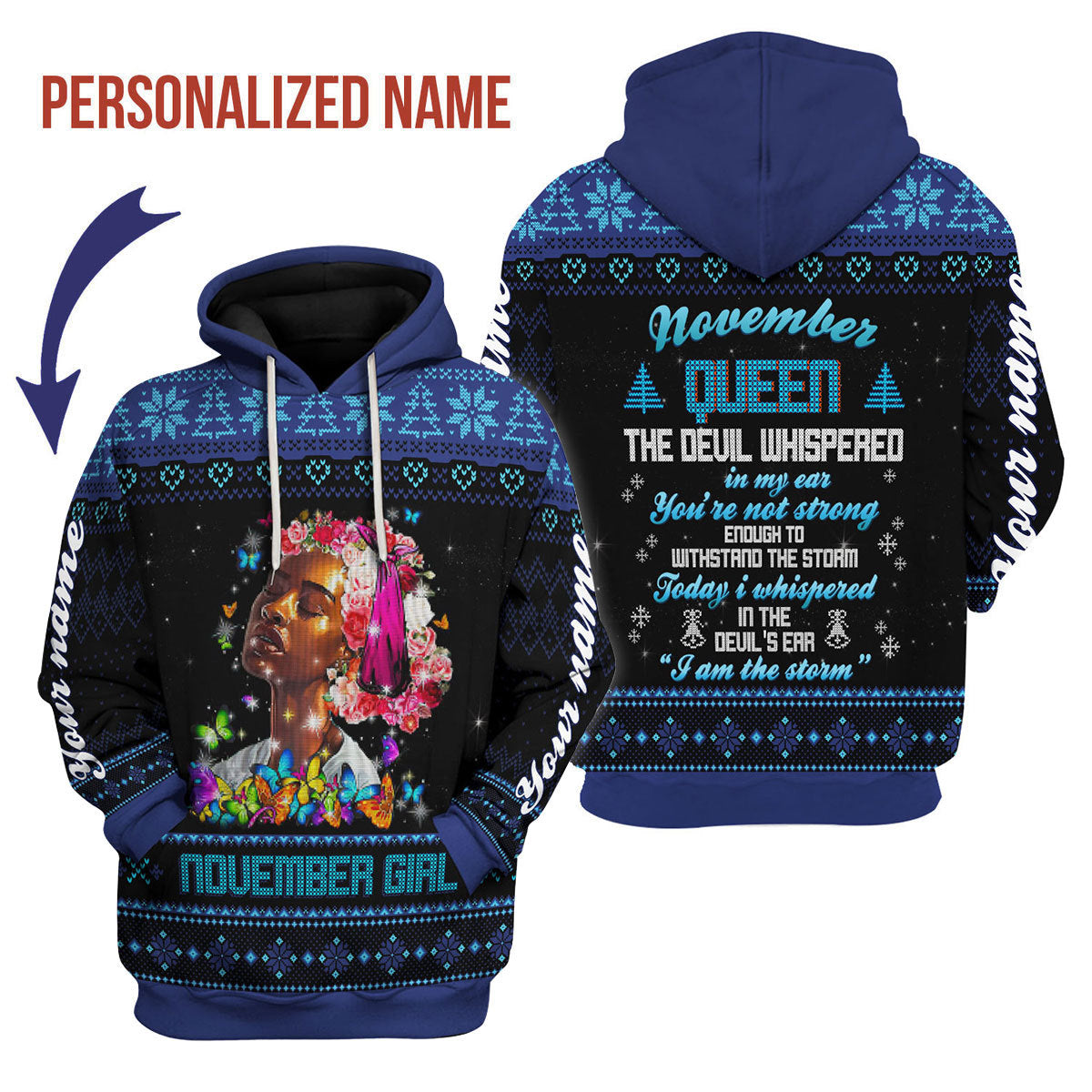 CustomsPig Personalized Hoodie November Girl I Am The Storm All Over Printed