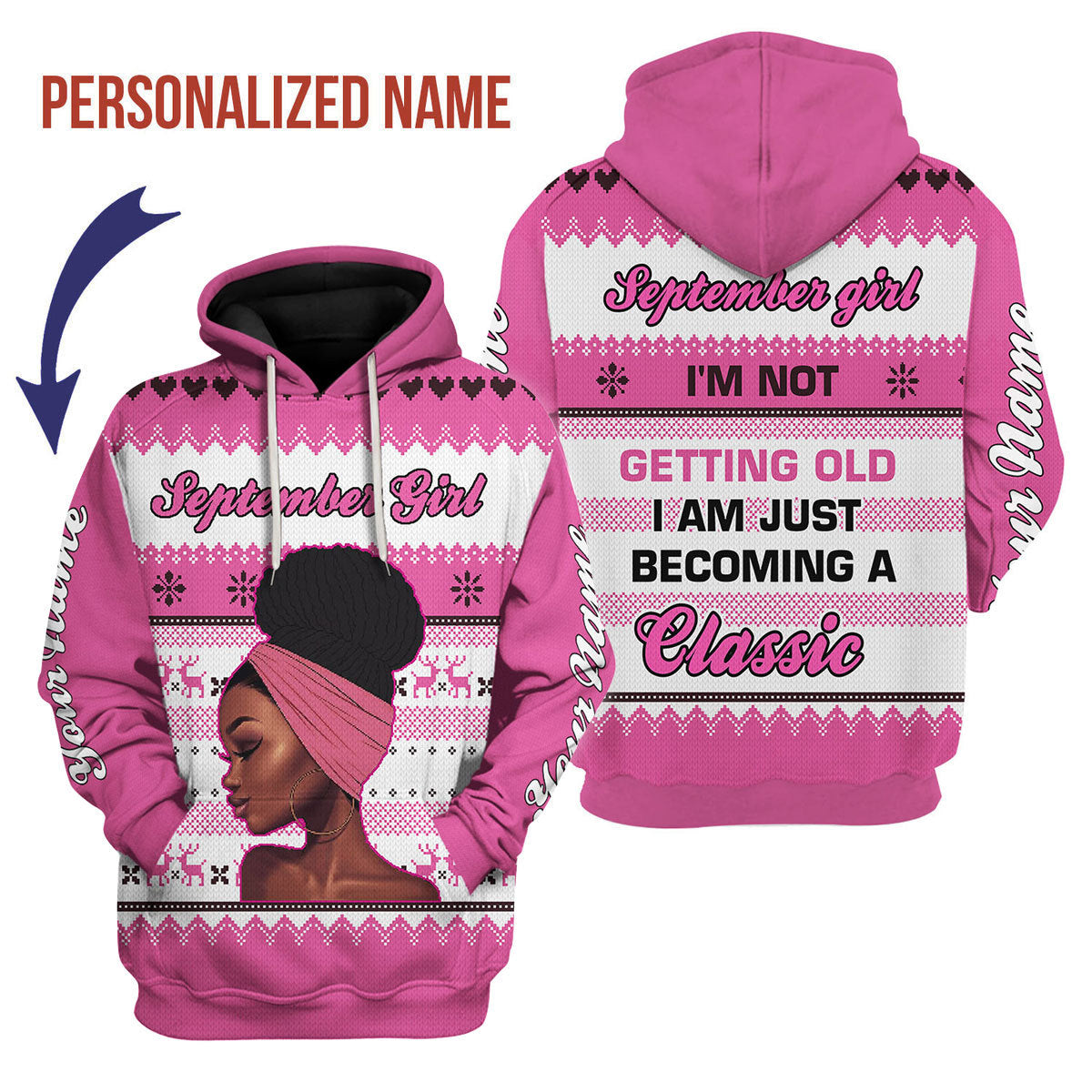 CustomsPig Personalized Hoodie September Girl All Over Printed