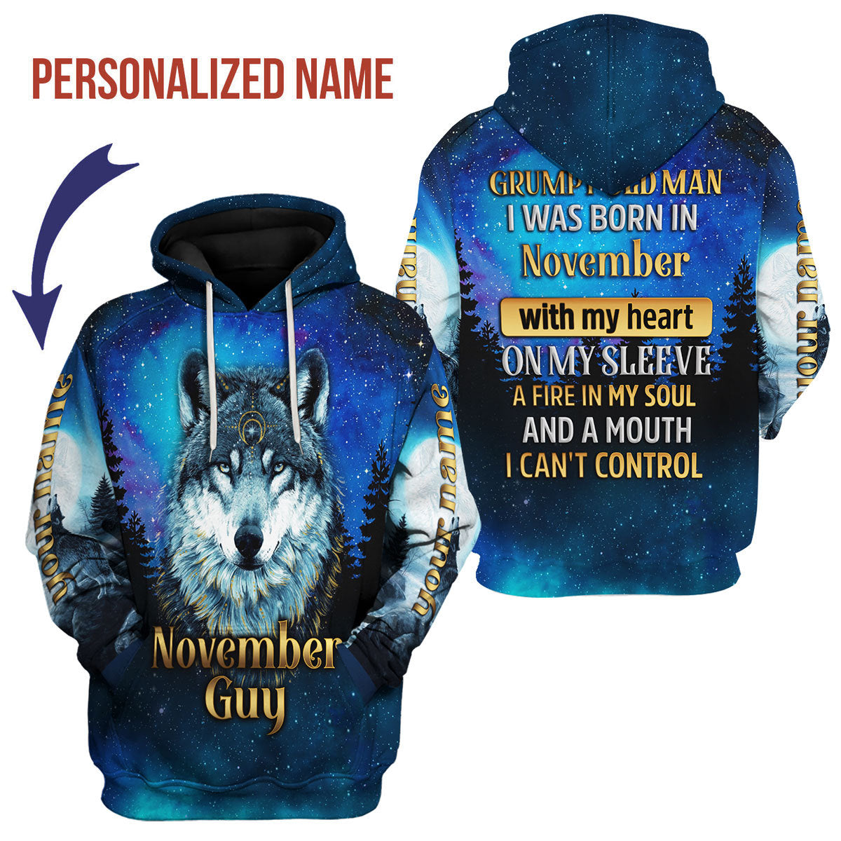 CustomsPig Personalized Hoodie I Was Born In November All Over Printed