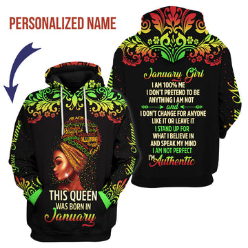 CustomsPig Personalized Hoodie January Girl I Am 100% Me All Over Printed
