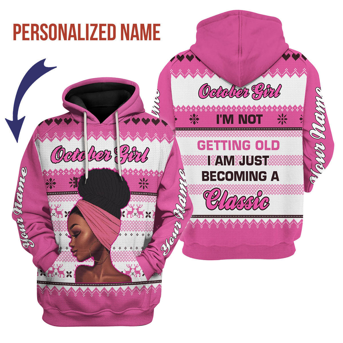 CustomsPig Personalized Hoodie October Girl All Over Printed