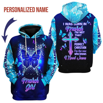 CustomsPig Personalized Hoodie March Girl All Over Printed
